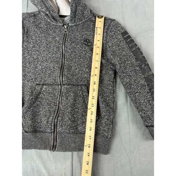 Timberland Full Zip Hoodie Boys Small Gray Charcoal Spell Out Sleeve Logo - Picture 9 of 10
